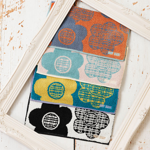 レトロチェック ミニタオル(オレンジ)