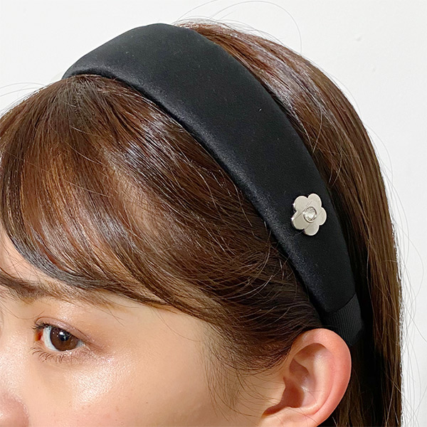 ベーシックサテン カチューシャ（ブラック）