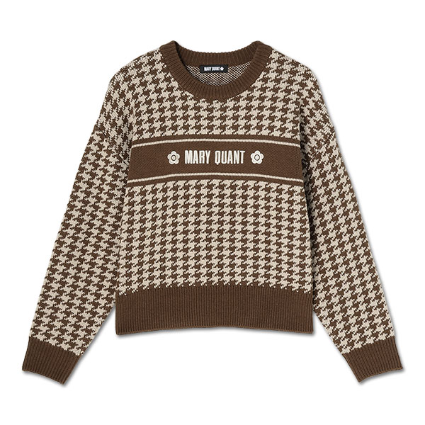 千鳥ロゴラインニット プルオーバー（ブラウン）