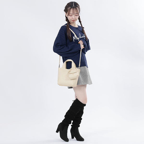 インナースエードデイジー 2WAYミニトート（アイボリー）