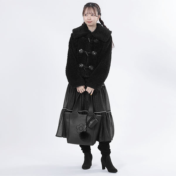 インナースエードデイジー ミニバッグチャームポーチ(ブラック)