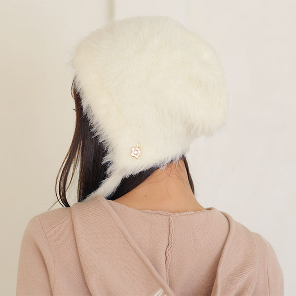 シャギーニット キャップ(ホワイト)