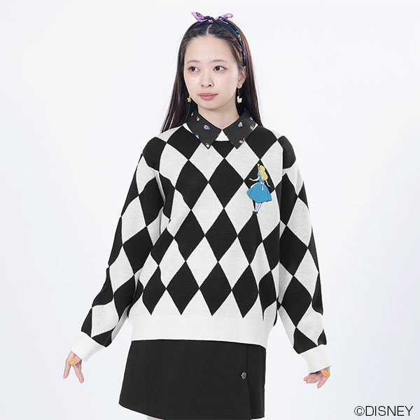 アリスデザインニット プルオーバー(ブラック×ホワイト)