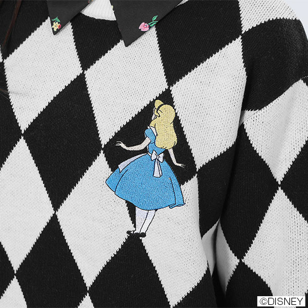 アリスデザインニット プルオーバー(ブラック×ホワイト)