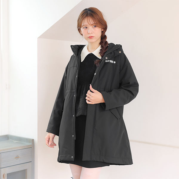 ロゴパデッド ロングコート（ブラック）