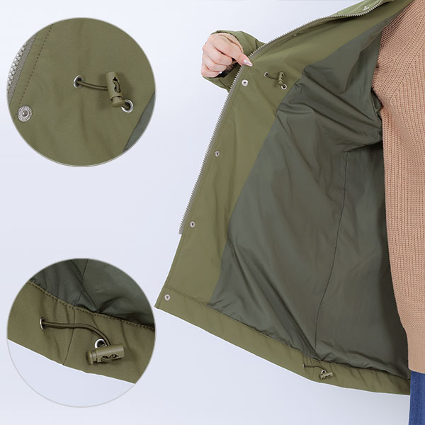 ロゴパデッド ロングコート（カーキ）