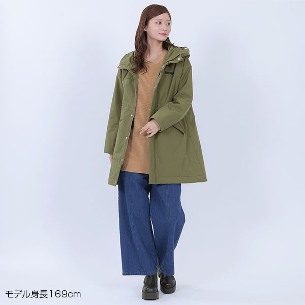 ロゴパデッド ロングコート（カーキ）