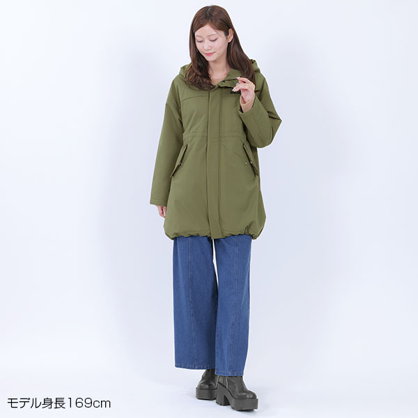 ロゴパデッド ロングコート（カーキ）