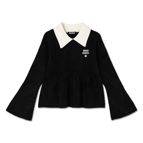 シャギーペプラム プルオーバー（ブラック）