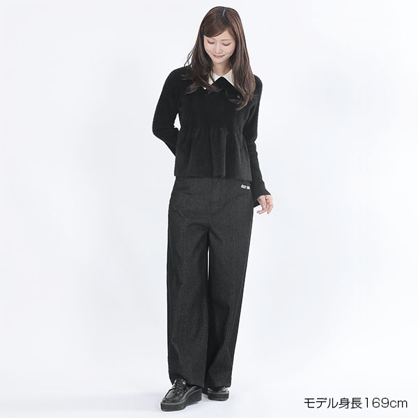 シャギーペプラム プルオーバー(ブラック)