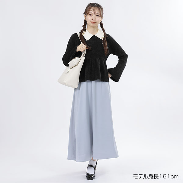 シャギーペプラム プルオーバー(ブラック)