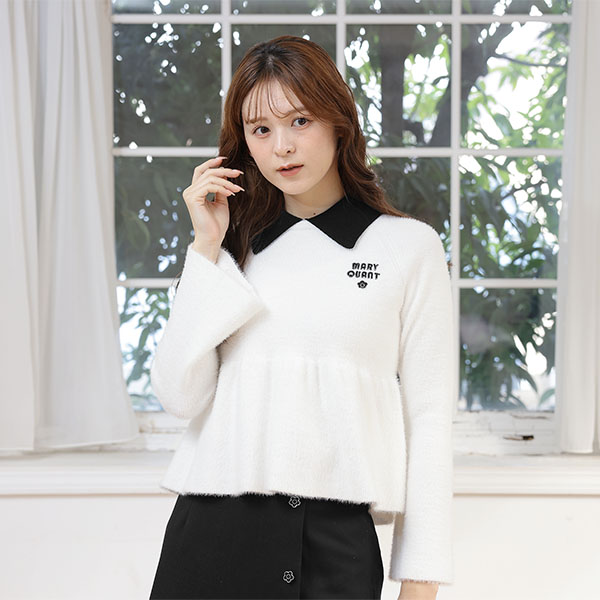 シャギーペプラム プルオーバー(ホワイト)