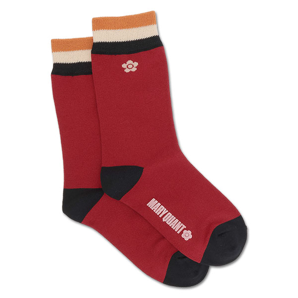 ボーダーラインデイジー ソックス（レッド）