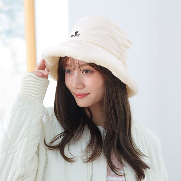 リバーシブルバケット ハット(ホワイト)