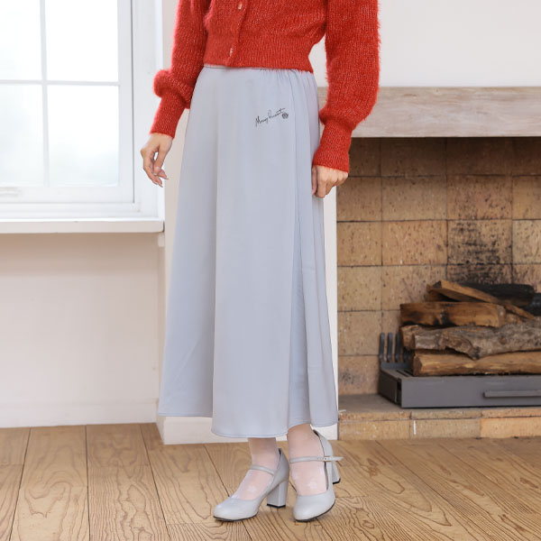 マットサテン スカート(ブルーグレー)