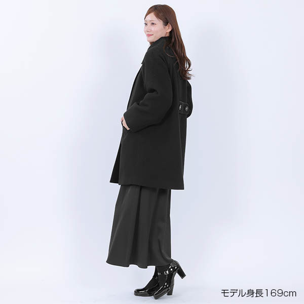 ダブルクラシカル ロングコート（ブラック）