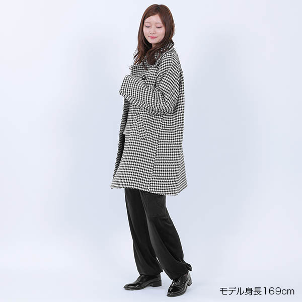 ダブルクラシカル ロングコート（ブラック×ホワイト）