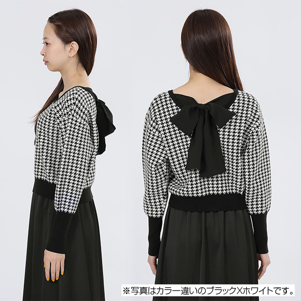 バックリボンニット プルオーバー(ブラック)