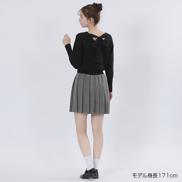 バックリボンニット プルオーバー(ブラック)