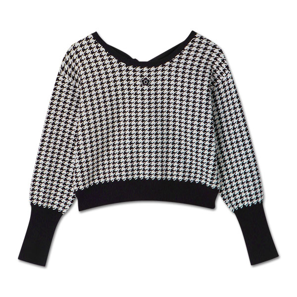 バックリボンニット プルオーバー（ブラック×ホワイト）