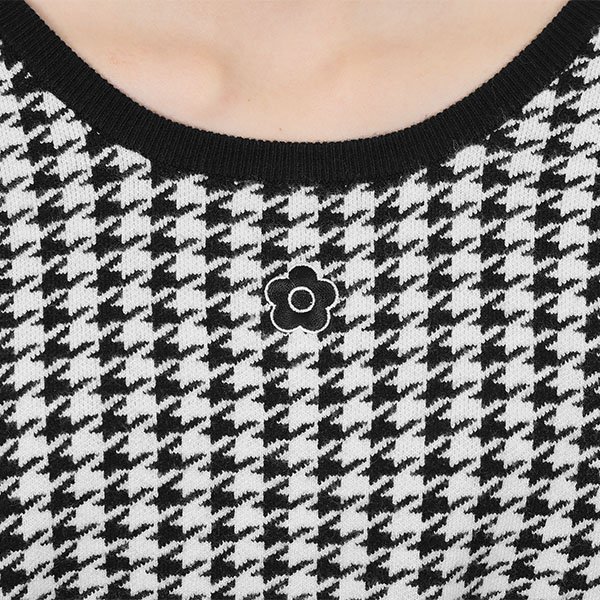 バックリボンニット プルオーバー(ブラック×ホワイト)
