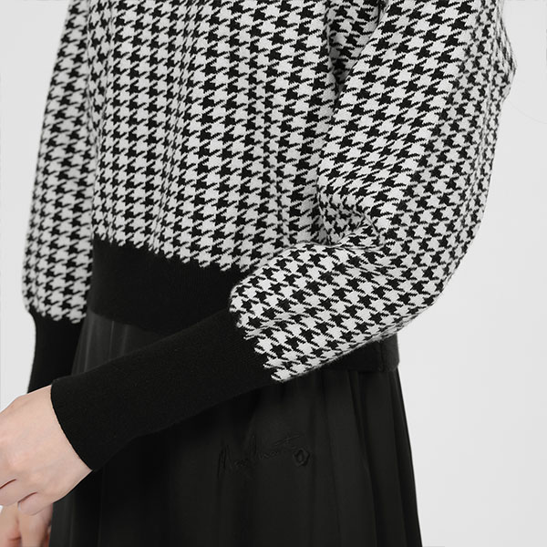 バックリボンニット プルオーバー(ブラック×ホワイト)