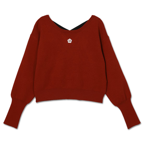 バックリボンニット プルオーバー（レッド）