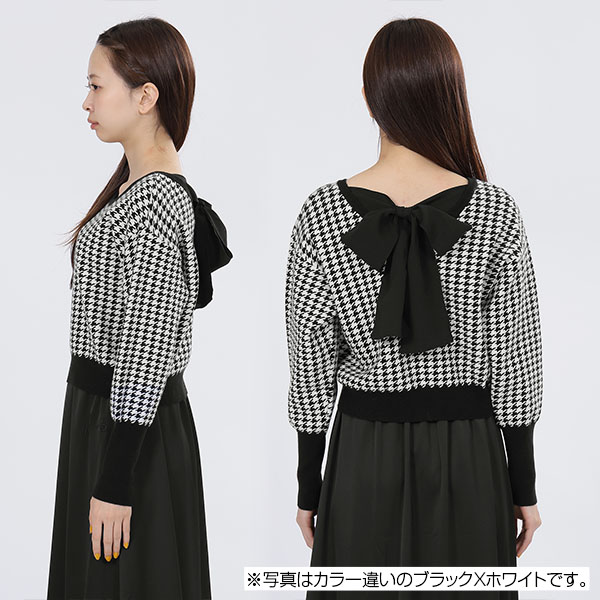 バックリボンニット プルオーバー(レッド)