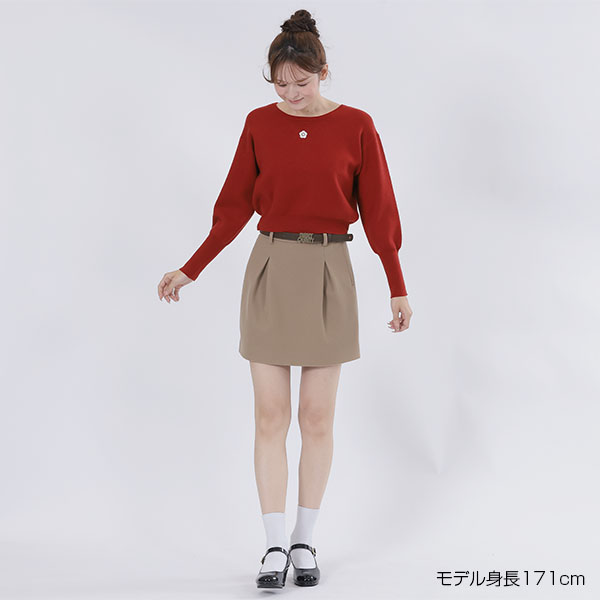 バックリボンニット プルオーバー(レッド)