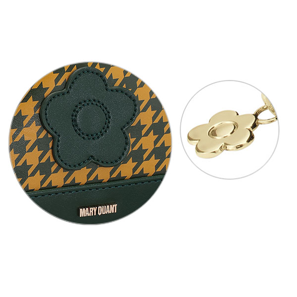 千鳥デイジーパッチ ラウンドポーチ(グリーン)