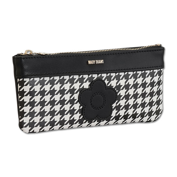 千鳥デイジーパッチ フラットペンケース（ブラック×ホワイト）