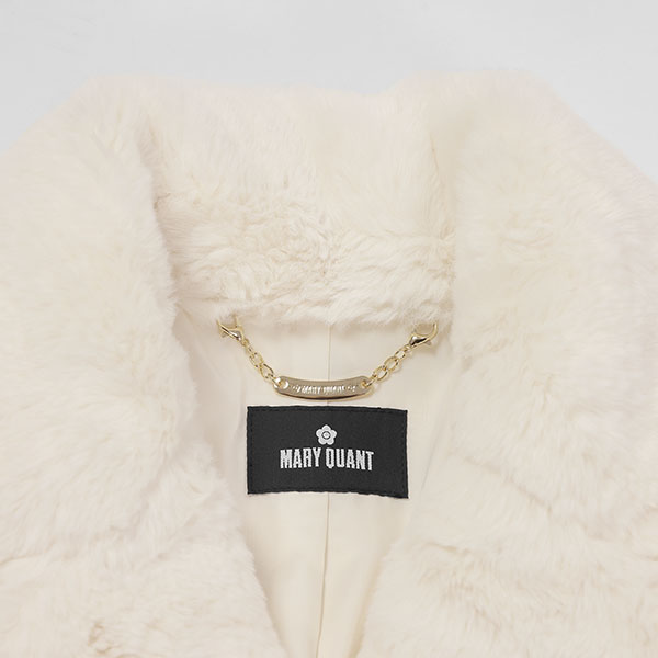 デイジーパールボタンファー ロングコート(アイボリー)