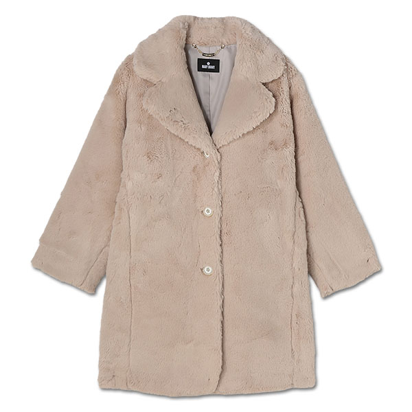 デイジーパールボタンファー ロングコート（ベージュ）
