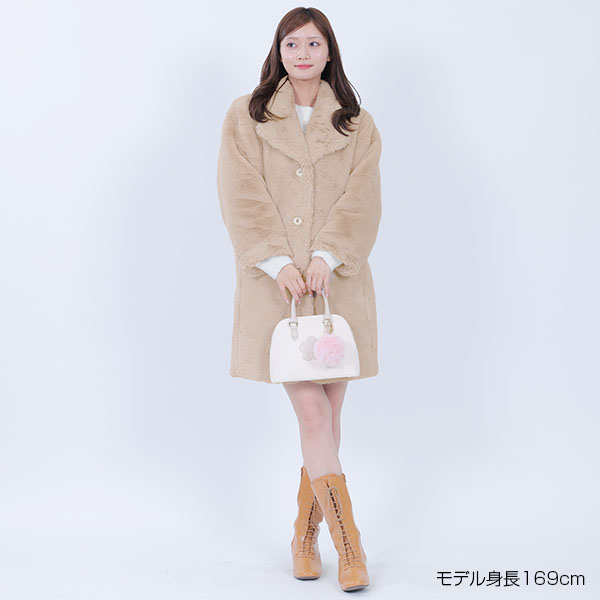 デイジーパールボタンファー ロングコート(ベージュ)