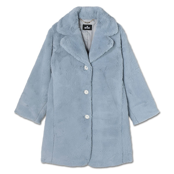 デイジーパールボタンファー ロングコート（ブルー）