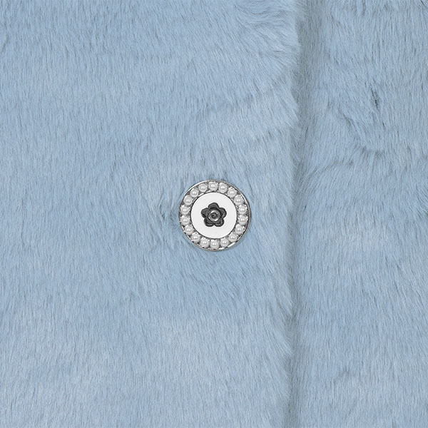 デイジーパールボタンファー ロングコート(ブルー)
