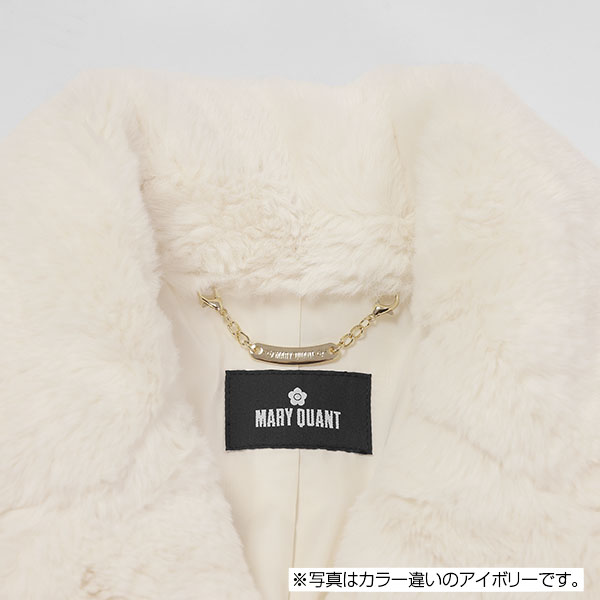 デイジーパールボタンファー ロングコート(ブルー)