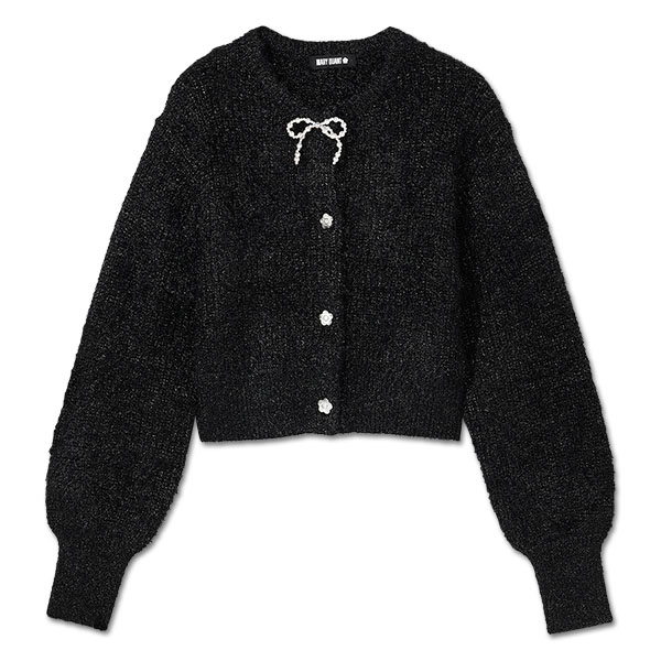パールリボン カーディガン（ブラック）