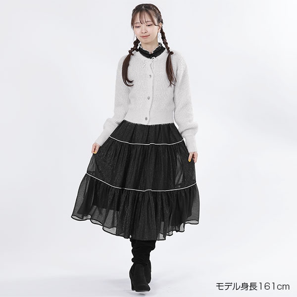 パールリボン カーディガン(グレー)