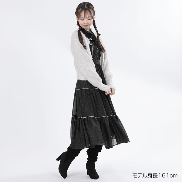 パールリボン カーディガン(グレー)