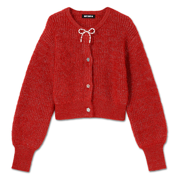 パールリボン カーディガン（レッド）