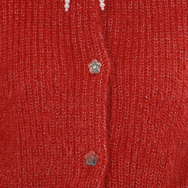 パールリボン カーディガン(レッド)