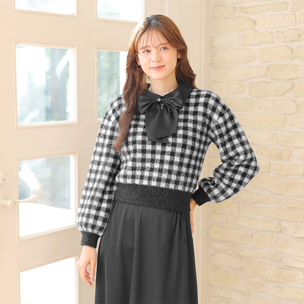 ラメリボンシャギー プルオーバー(ブラック)