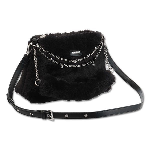 Wチェーンファー 2WAYショルダー（ブラック）