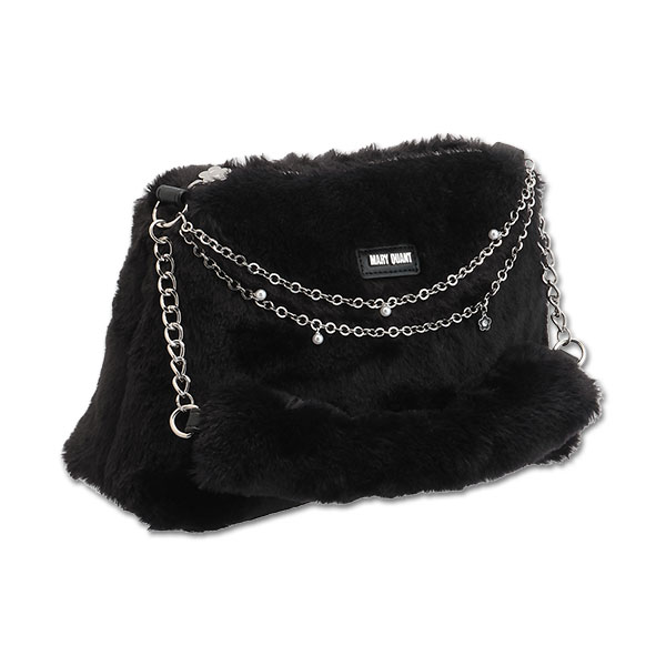 Wチェーンファー 2WAYショルダー(ブラック)