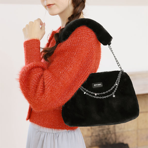 Wチェーンファー 2WAYショルダー(ブラック)