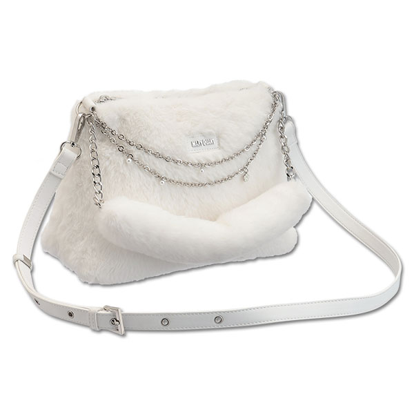 Wチェーンファー 2WAYショルダー（ホワイト）