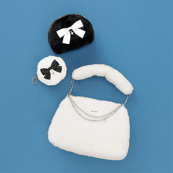 Wチェーンファー 2WAYショルダー(ホワイト)