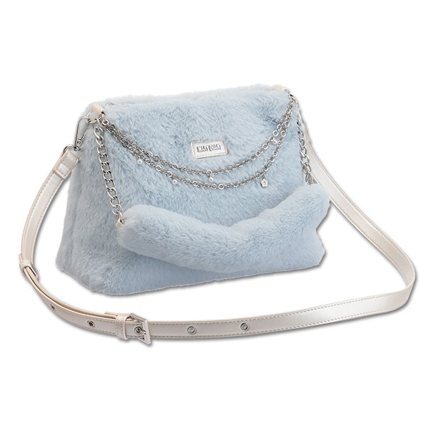 Wチェーンファー 2WAYショルダー（ブルー）