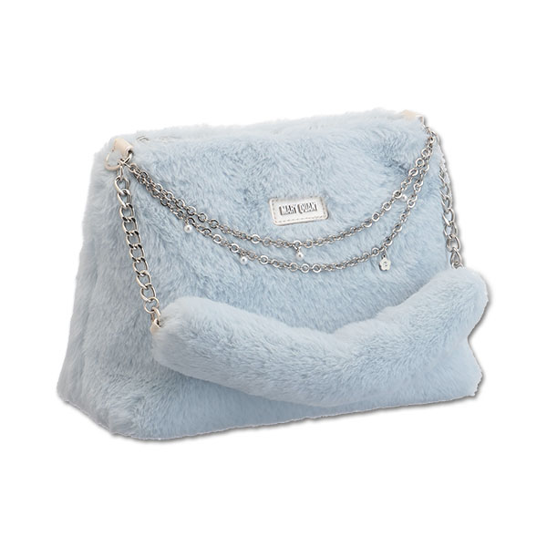 Wチェーンファー 2WAYショルダー(ブルー)